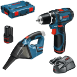 Set masina de insurubat si aspirator cu 2 acumulatori Bosch GSR 10.8 si GAS 10.8